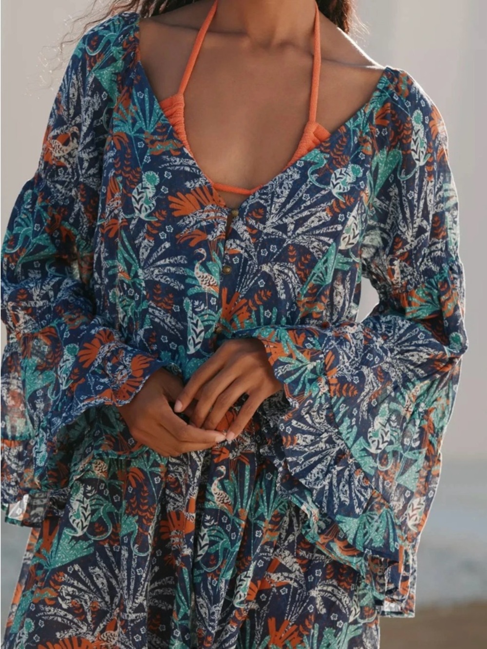 Anthropologie Celandine Boho Cover-Up Tunic Dress M Women's Casual